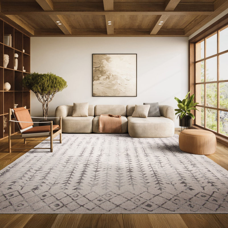 Tapis ivoire / gris Renninger Southwestern, Rectangle 8 pi x 10 pi