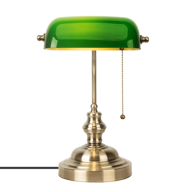 Metal Bankers Lamp, 36cm (H) x 26.5cm (W) x 18cm (D), Green