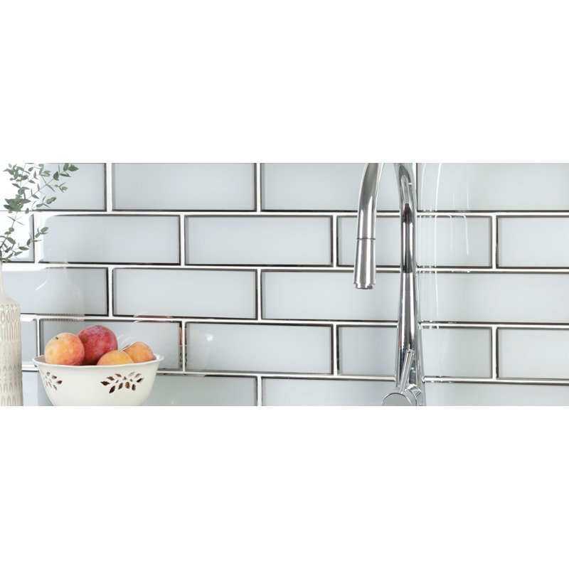 Artista 3" x 9" Glass Subway Tile, Super White