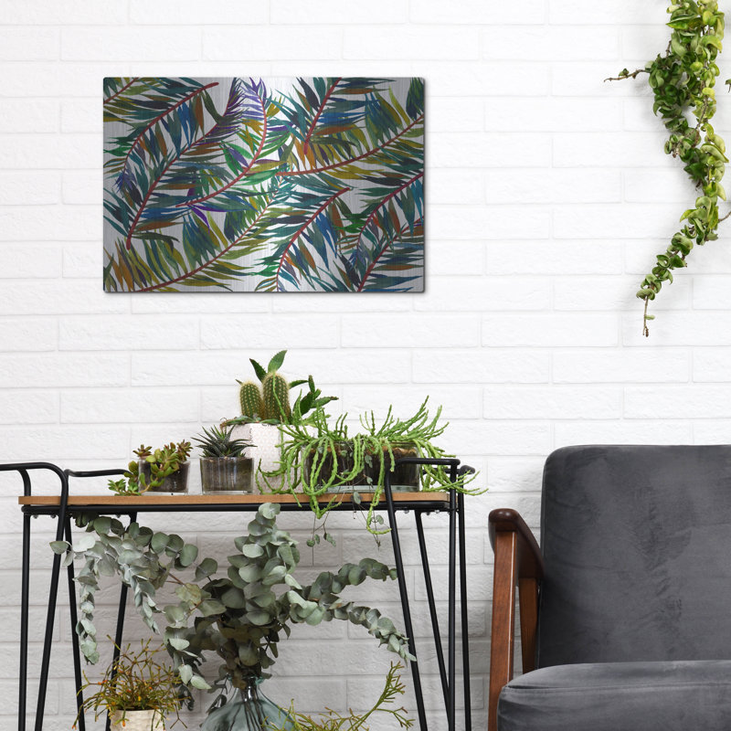 Lark Manor ™ «Tropical Leaves 11» par Mark Ashkenazi, art mural en métal, H 12 po x l 16 po