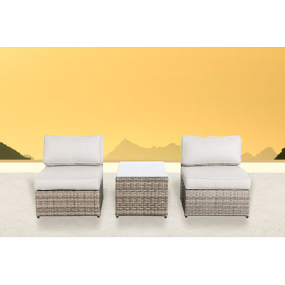 Elodie Wicker Fully Assembled 2 - Person Seating Group with Cushions
