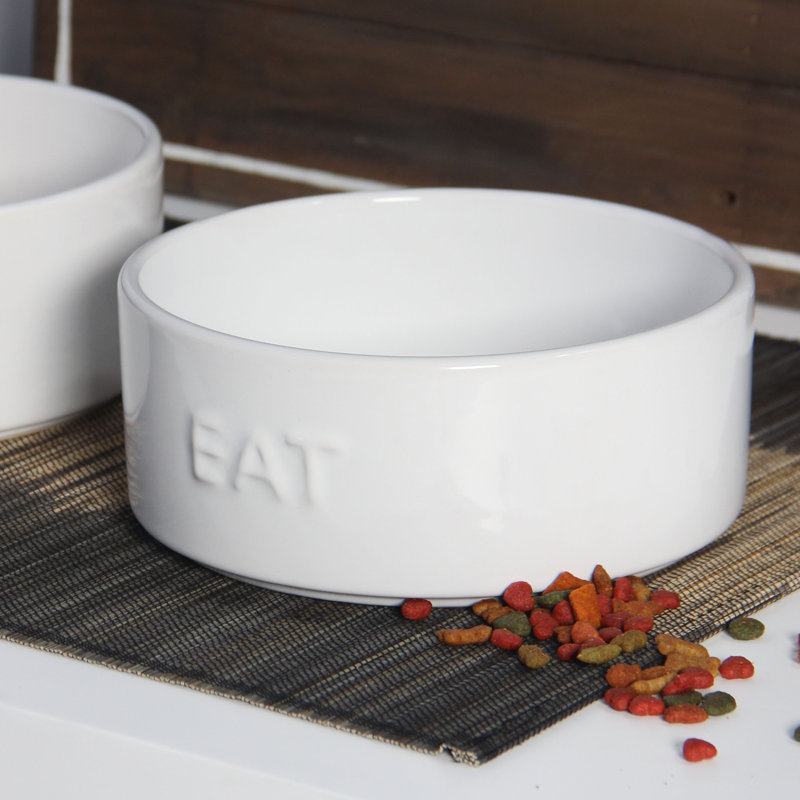 Ensemble de bols en céramique pour animaux 2 pièces DRINK & EAT, Blanc