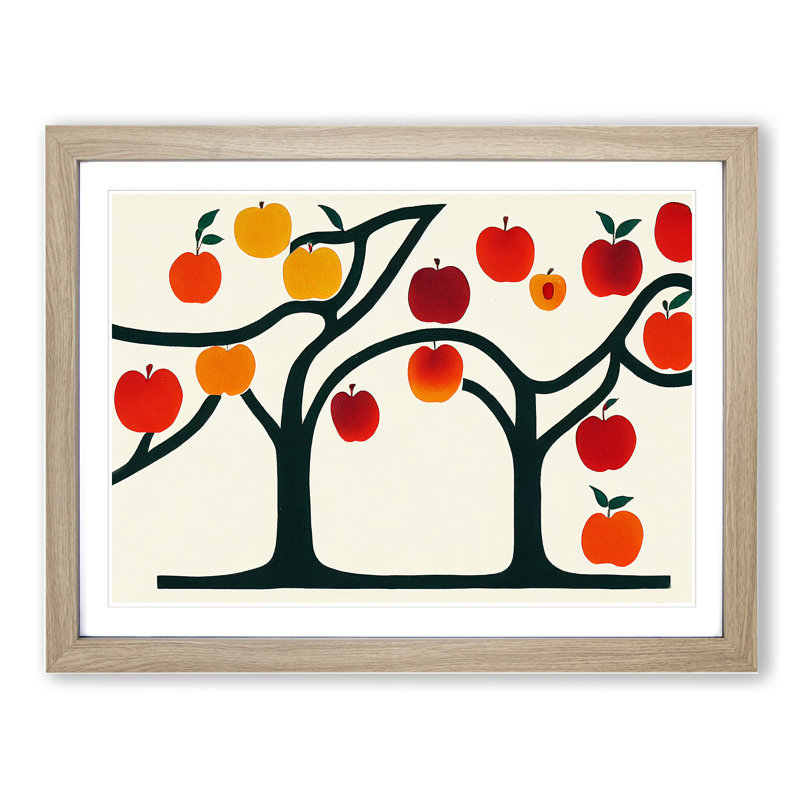 Abstract Apple Tree - Framed Print, 46cm H x 64cm W x 2cm D, Oak
