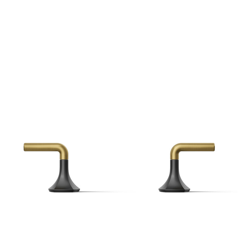 Poignées de robinet de salle de bain à levier occasion, H 3,56 po x l 16 po, Noir mat / or