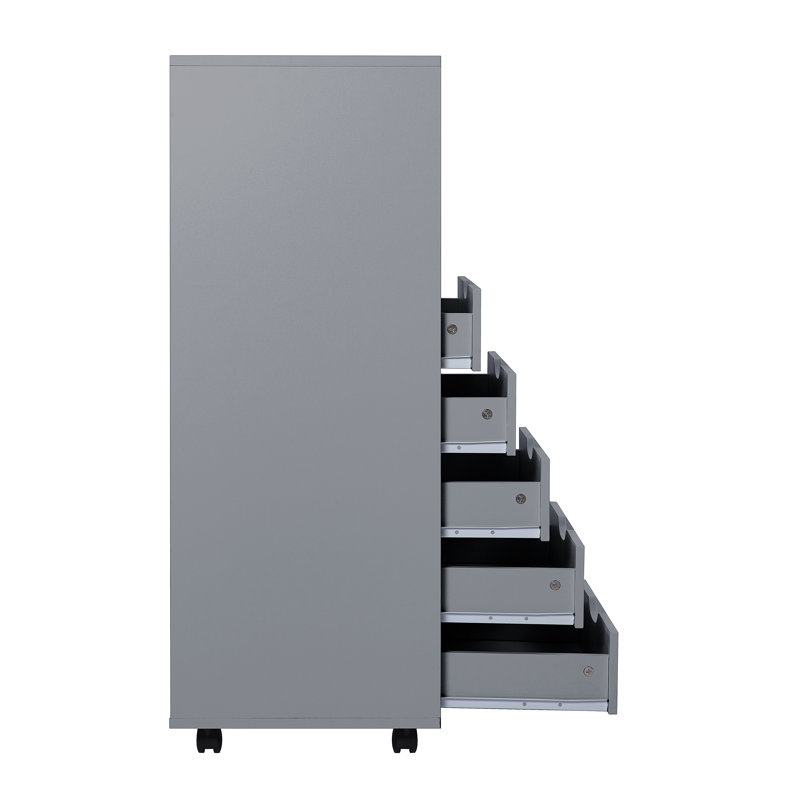 Gray MDF Mobile 6-Drawer Office File Cabinet with Wheels