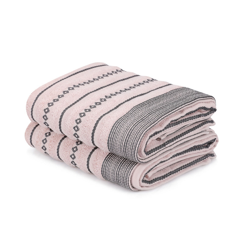 Soft & Absorbent Hand Towel Set, Powder & Brown, 19.7 x 35.4 inches | 100% Cotton, 17.6 oz/sq yd | Perfect for Home & Spa, Gentle Wash, Luxurious Feel & Quick Drying, Ideal for Everyday Use
