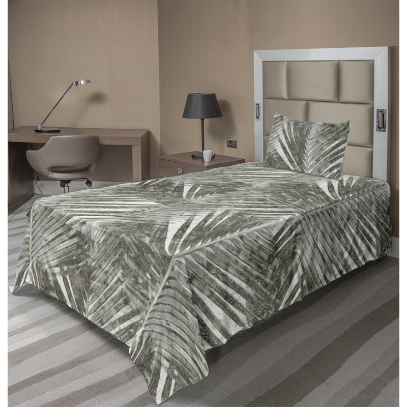 Ambesonne Watercolor Botany Sheet Set 4 Pcs Retro Boho Bloom, Taupe Sage Green Floral, Twin Sheet Set with 1 Pillowcase