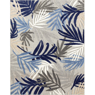 Sherrodsville Floral Coastal Indoor Outdoor Rugs for Patios, Deck, Porch or Entryway