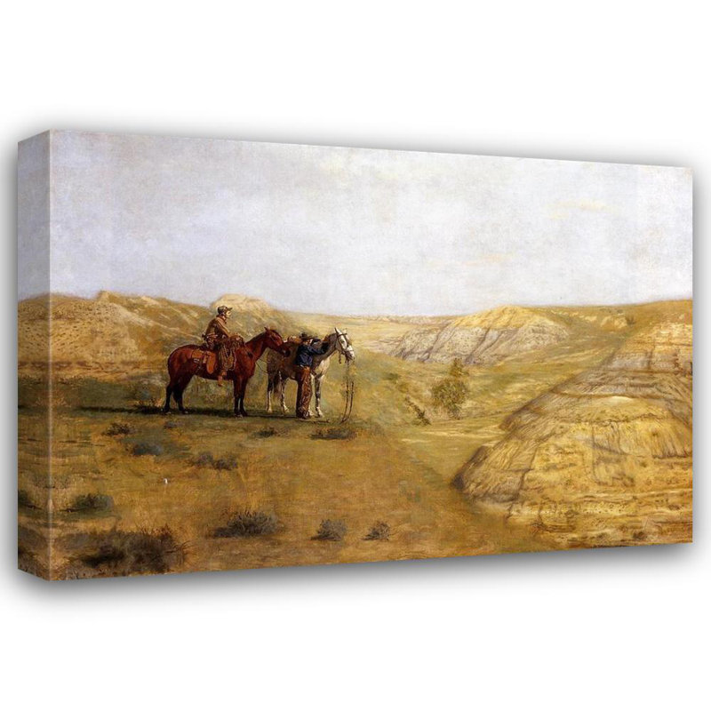 Cowboys dans les Badlands, H 34 po x l 48 po