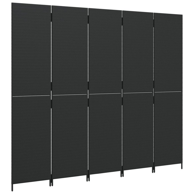 Neyzer Folding Room Divider, 5, 200cm H x 245cm W, Black