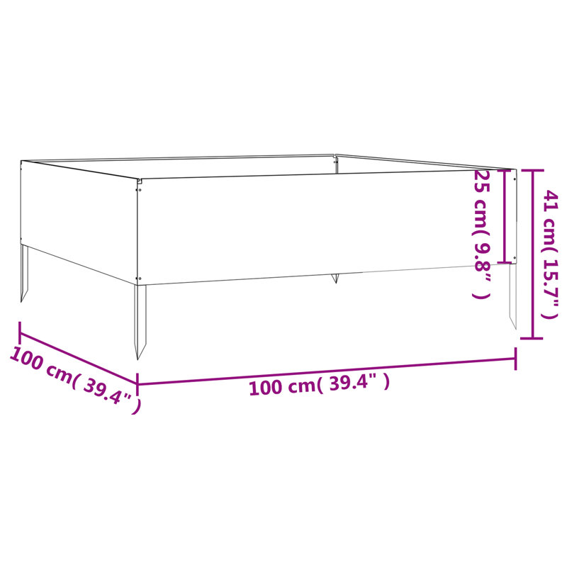 Almarene Metal Raised Garden Bed, 41cm H x 100cm W x 100cm D