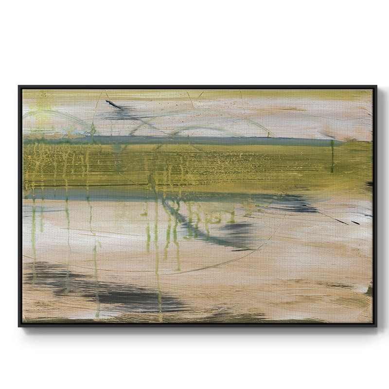 Réflexions aquatiques I, Pas de tapis, H 27 po x l 41 po x P 2 po, Toile avec cadre flottant noir