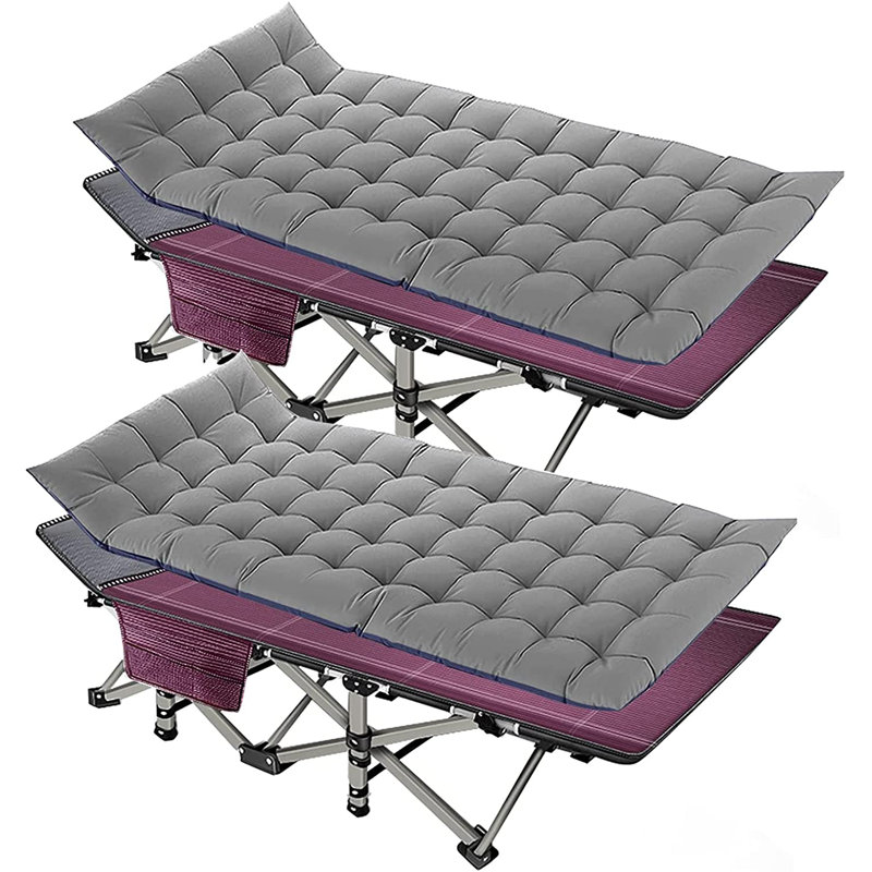 Lit de camp pliant, lit d'invité extérieur polyvalent avec matelas à 2 côtés et sac de transport, Rouge