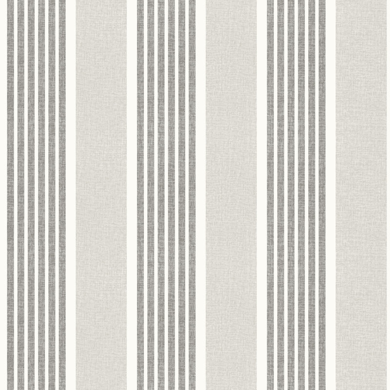 Papier peint rayé Bingley Charcoal orné, Grey