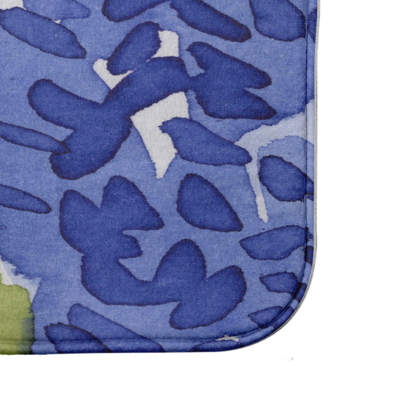 Tapis pour salle de bain à cloche de fleurs Lubbock, H 18 po x L 30 po, Bleu