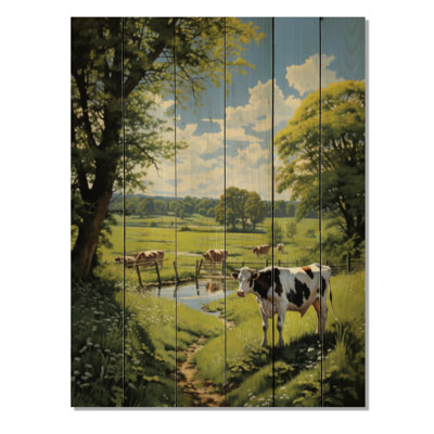 Vache pastorale Harmony II - reproduction d'animaux sur bois de pin naturel