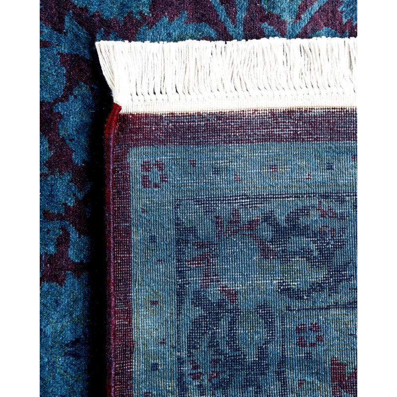Tapis bleu noué à la main de conception unique Holsworth - bleu