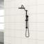 Système de douche 10 pouces noir mat. Barre coulissante de 26,3 po à 5 fonctions à main et à fixation murale. Installation facile. Pluie, massage, réglages de bulles. Inclut la tête, la douchette et le boyau. Nettoyer avec la buse. Système de garniture sans valve