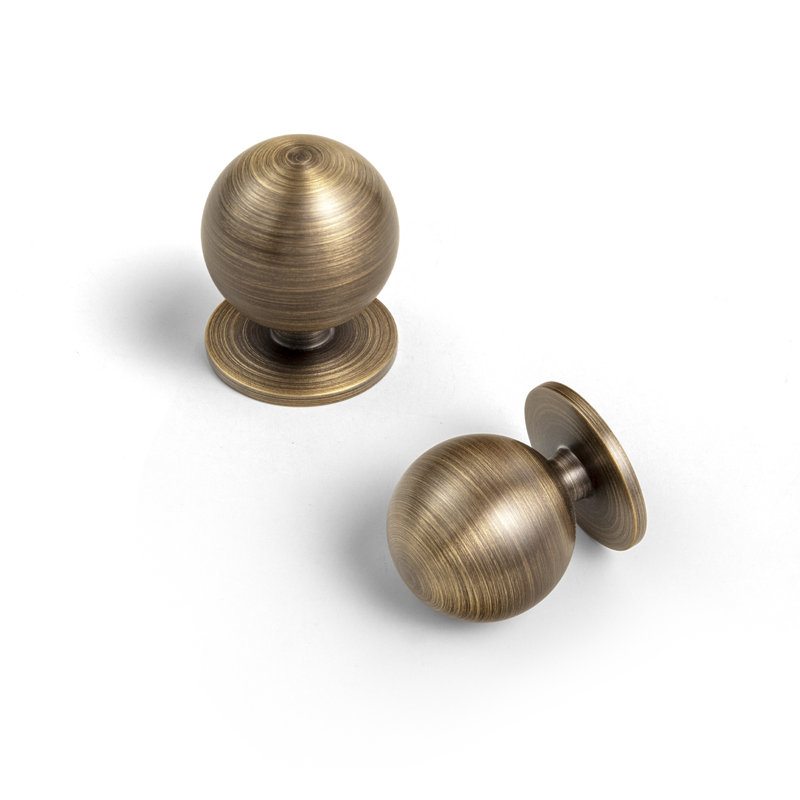 Poignée ronde en laiton massif, Laiton antique, 1"