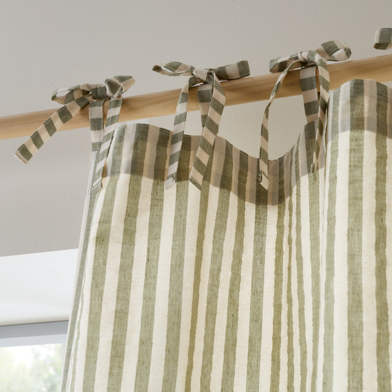 Cotton Blend Semi Sheer Single Curtain Panel, 140x229cm, Green