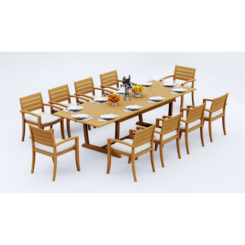 Travota Outdoor Teak Dining Set, 30.5" H x 118" L x 40" W, 10
