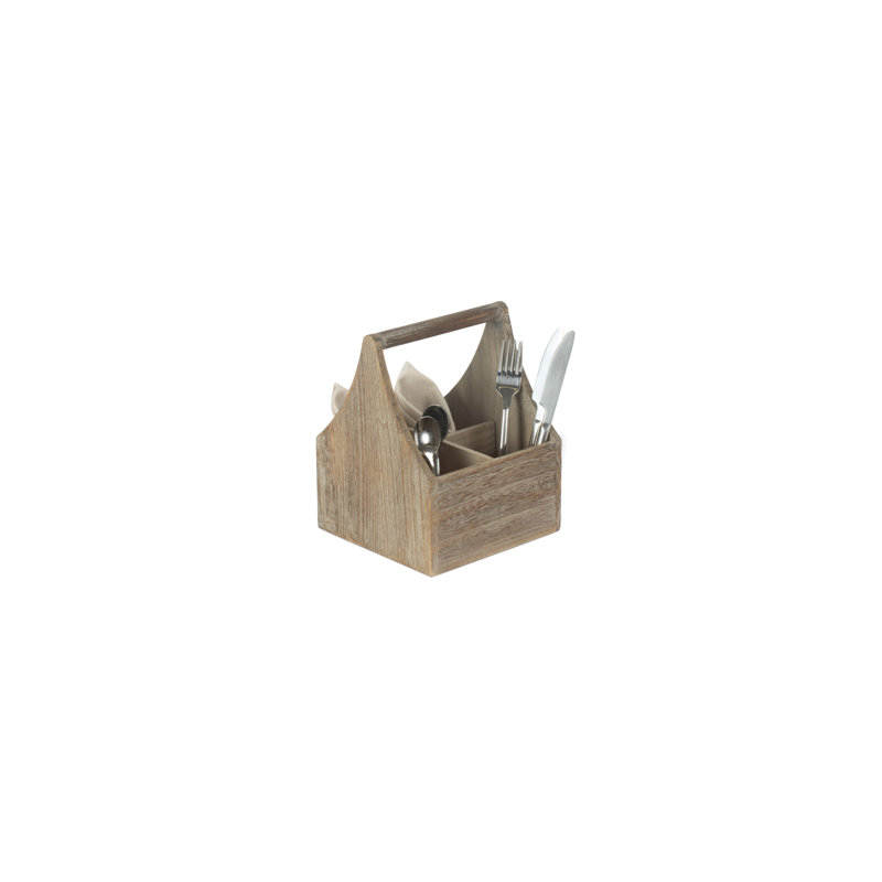 Oak Effect 4 Section Cutlery Holder