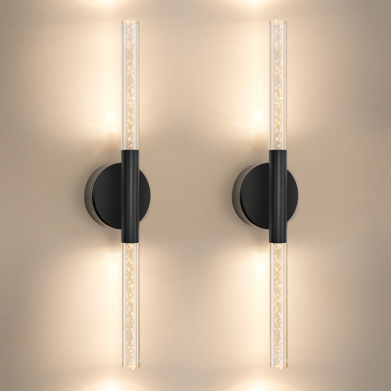 2-Light Dimmable Bathroom LED vanity light, 24" Width, Matte Black, 2