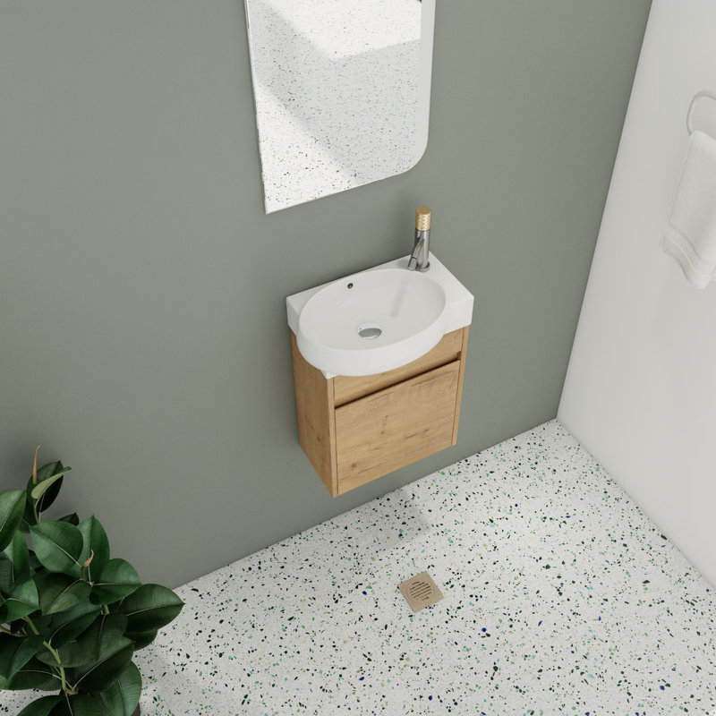 Meuble-lavabo mural simple 16 po avec plateau en céramique 16 po