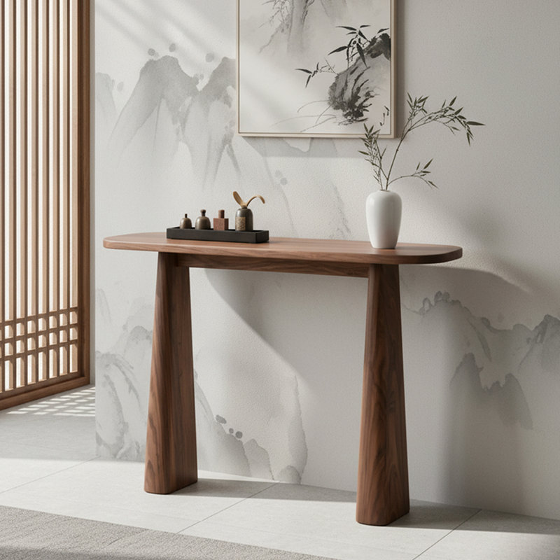 Modern style solid wood console table, 33.4" H x 59" W x 14.9" D