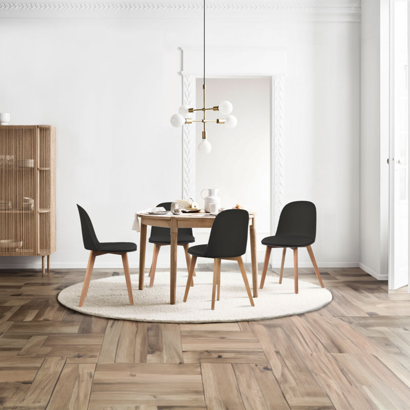 Brender Armless Dining Side Chairs – Set of 2 Upholstered Cushion Seats with Natural Wood Legs, Modern Style