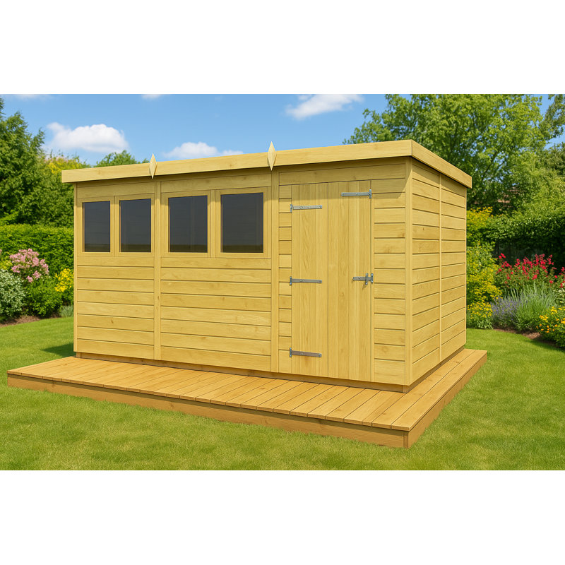 12ft x 8ft Pent Shed - Single Door with Windows
