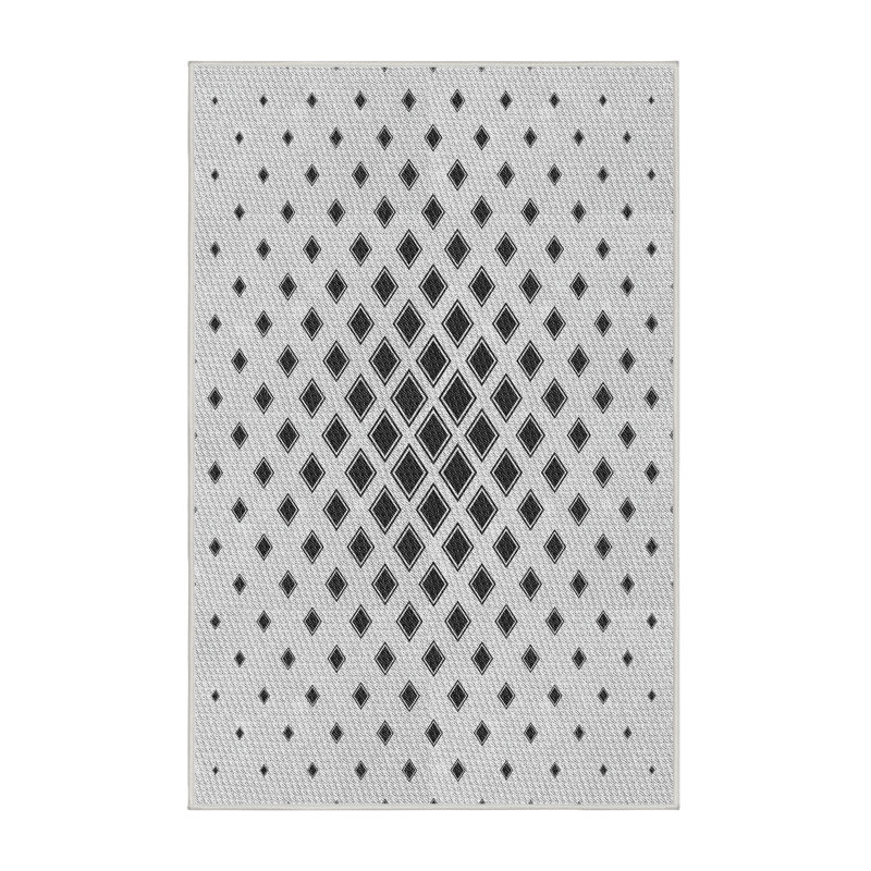 Tapis noir/gris à motifs, Rectangle 5 pi x 7 pi
