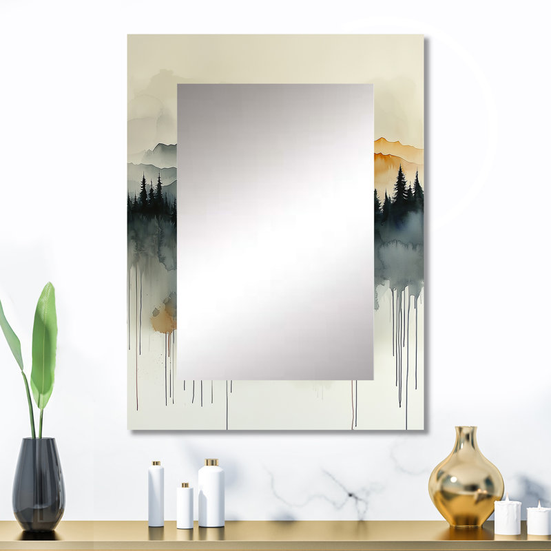 «Bold Mountain Landscape In Autumn I», miroir mural décoratif traditionnel, impression sur métal, 32 po x 24 po