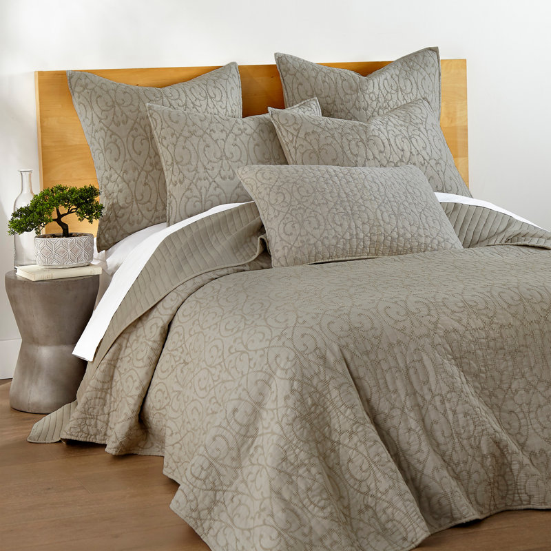 Beckett Polyester Quilt Set by Levtex Home, Twin Quilt + 1 Twin Sham, Taupe
