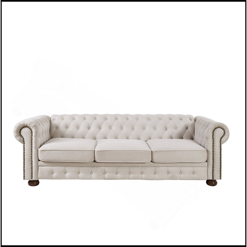 Canapé Chesterfield en tissu beige (beige), Beige