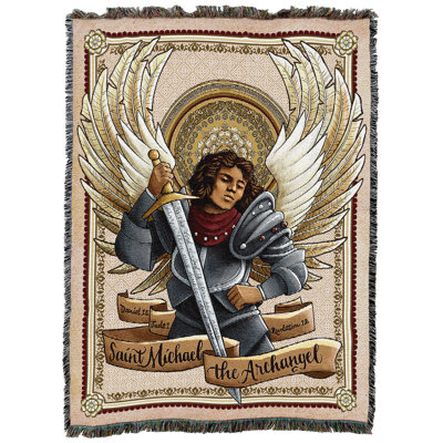 Jeté en coton Pure Country Weavers Saint Michael the Archangel tissé à partir de coton - (72 x 54)