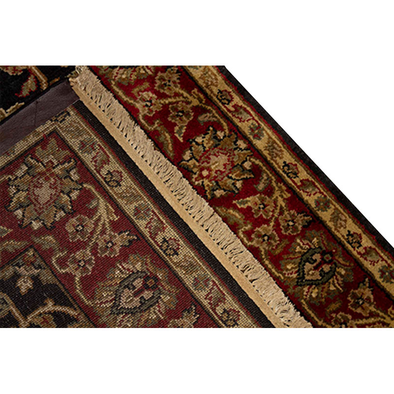 Tapis noir/rouge en laine noué la à la main