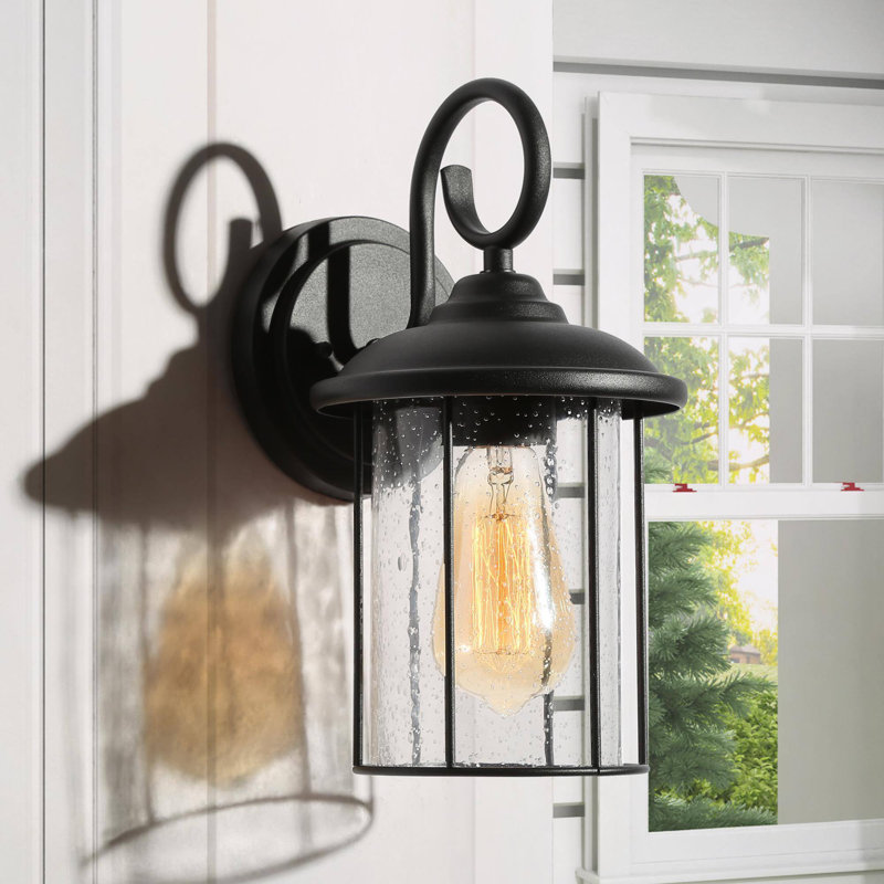 Applique murale cylindrique d'extérieur 1 lumière noire