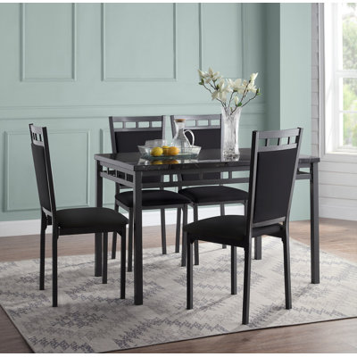 Pavone 4 - Person Faux Marble Top Four Leg Dining Set