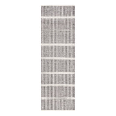 Malta Grey Hand-Woven Striped Wool Rug
