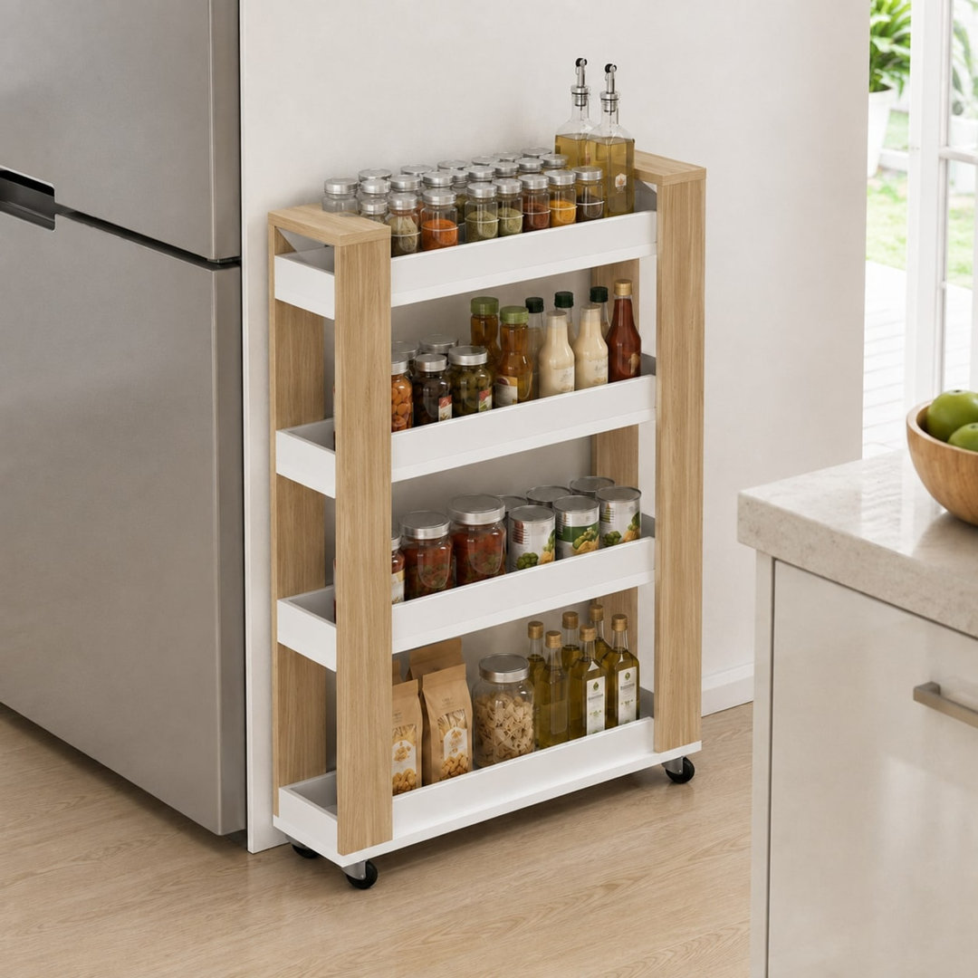 Slim 4-Tier Rolling Kitchen Storage Trolley Cart with Wheels