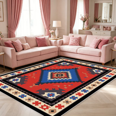 Red Blue carpet-easy to clean, machine-washable, soft and comfortable; suitable for door mats, kitchens, living rooms, bedrooms, corridors, and laundry areas. Easy to clean, durable carpet for home decoration.