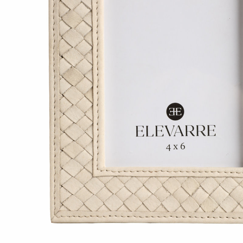 House of Hampton® Luanda Lether Photo Frame, Cream, 5" x 7"