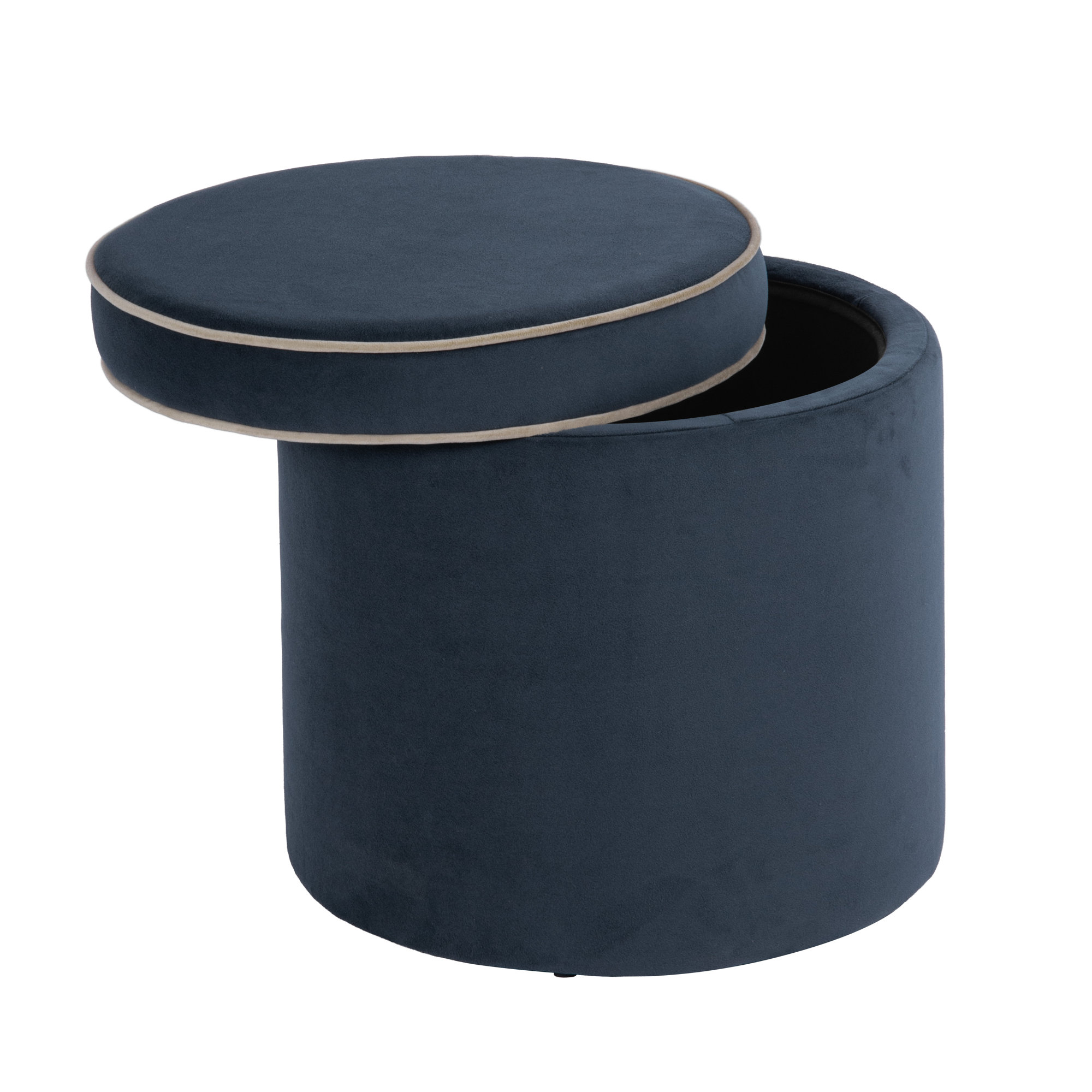  Ava 18" Velvet Storage Ottoman, Blue Velvet
