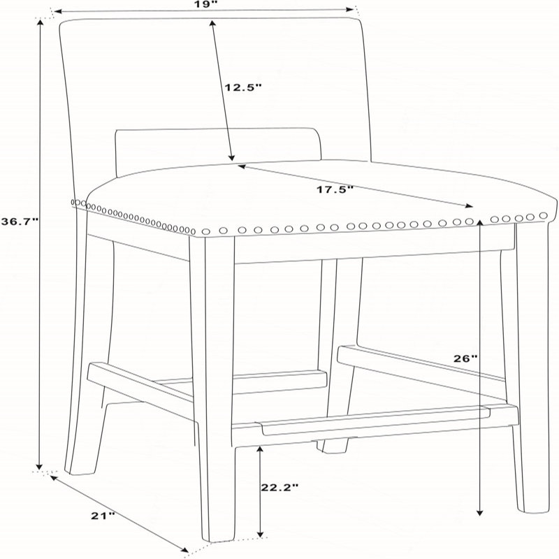 Tabourets de bar rembourrés avec clous et pieds en bois (1 pièce seulement)