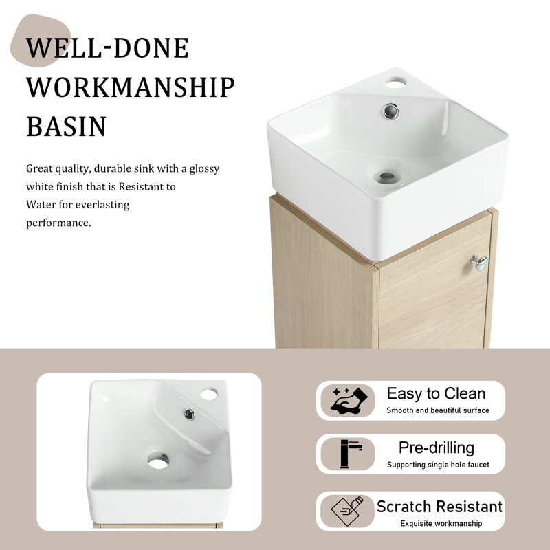 Meuble-lavabo simple de coin 12 po avec comptoir en céramique