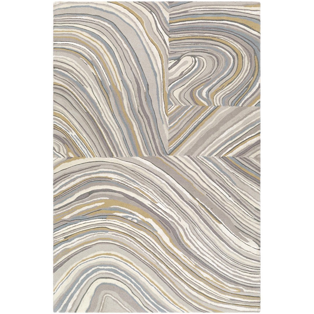 Rectangle Correyleigh Abstract Hand Tufted Viscose/Wool Area Rug in Gray/White Orren Ellis Rug 