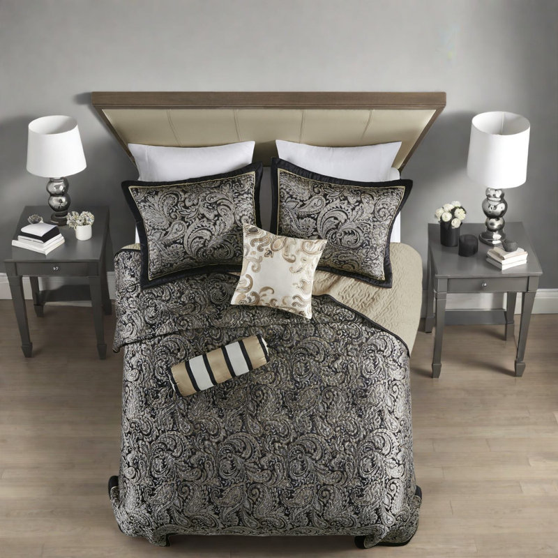 Ensembles de literie pour très grand lit luxueux, jacquard de coton, élégance de chambre classique