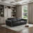 89" Black And Silver Leather Sofa
