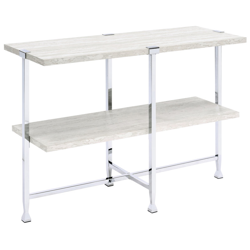 Chêne blanc et table avec tablette, combinant style et commodité dans votre espace de vie pour compléter la décoration intérieure
